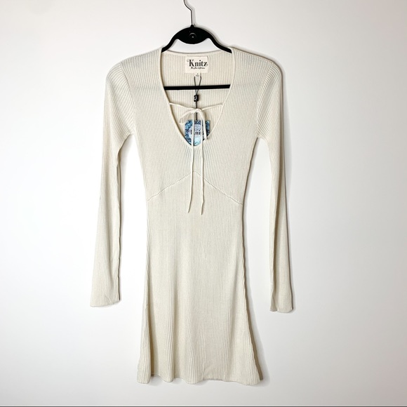 For Love & Lemons Delancey Mini Dress Cream S NWT - Picture 2 of 16